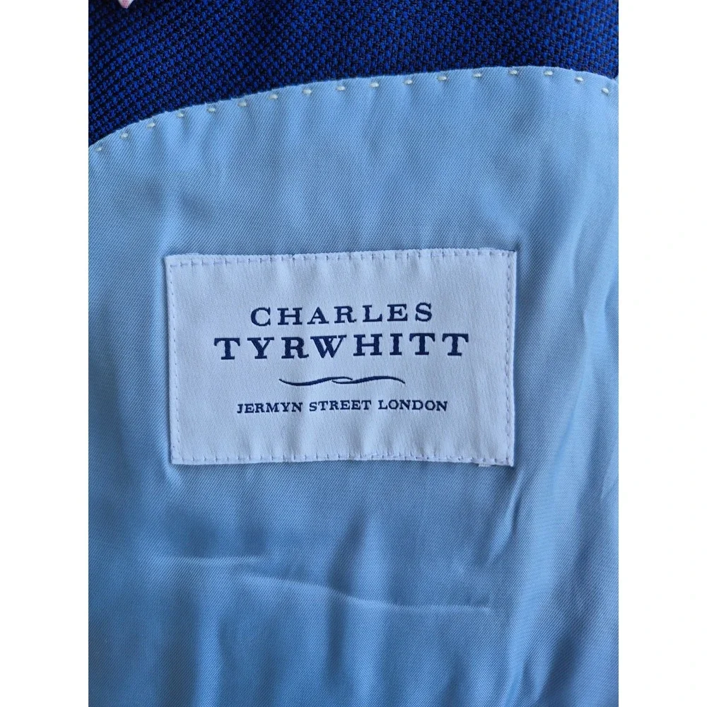 Charles Tyrwhitt Mens 38S Blazer Cobalt Blue 100%‎ Wool Hopsack Sport Coat